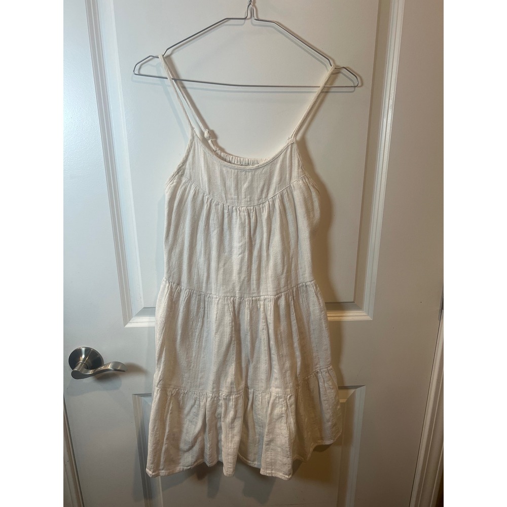 Sim & Sam Womens Dress Tiered Cotton Gauze Smocked Back White Size S